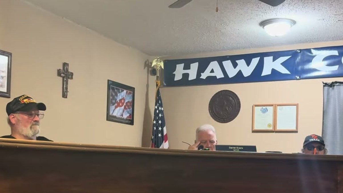 Frame from the October 6, 2026 special session video: the Mayor and Council members at the dais under the Hawk Cove banner